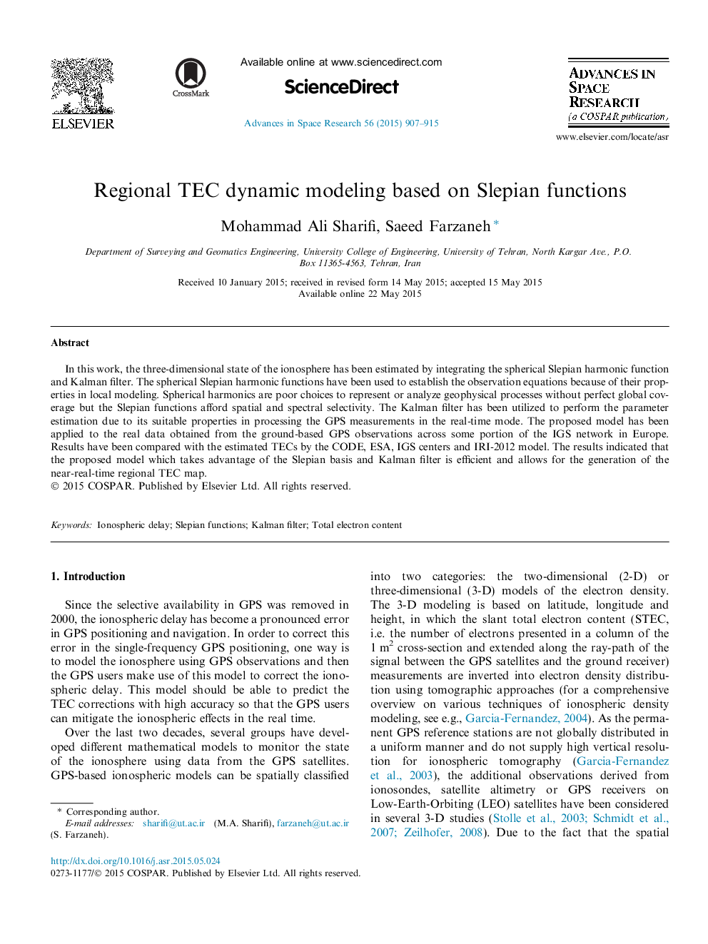 Regional TEC dynamic modeling based on Slepian functions