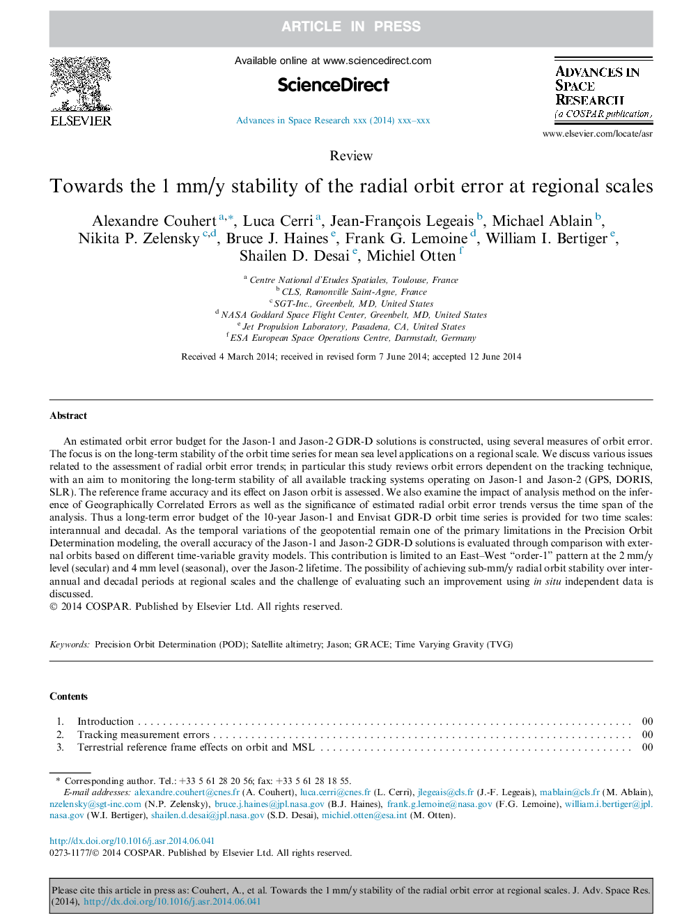 Towards the 1Â mm/y stability of the radial orbit error at regional scales