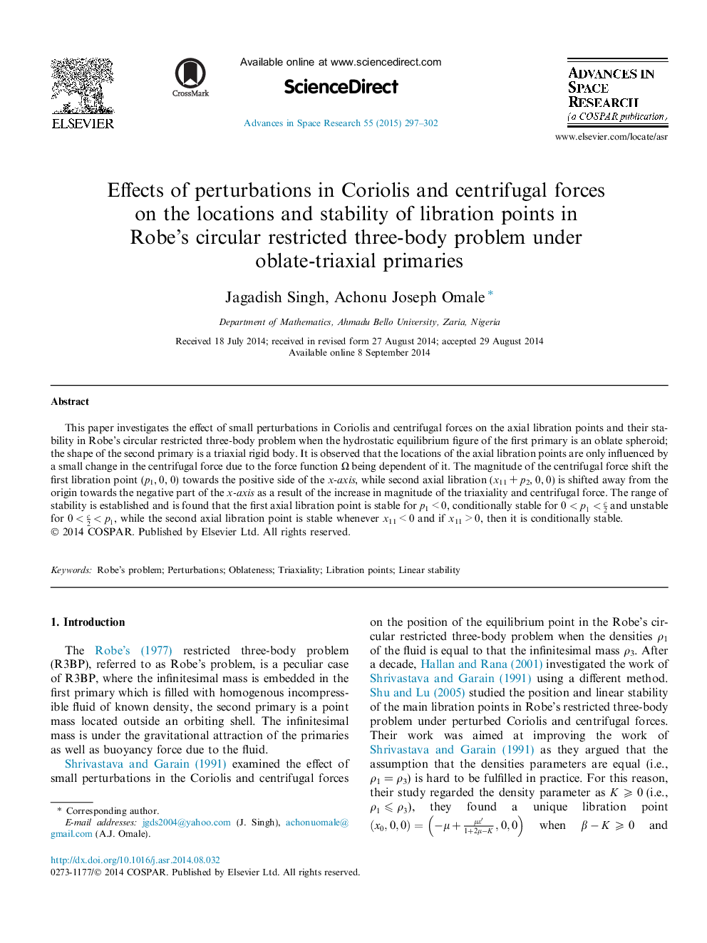 Effects of perturbations in Coriolis and centrifugal forces on the locations and stability of libration points in Robe's circular restricted three-body problem under oblate-triaxial primaries