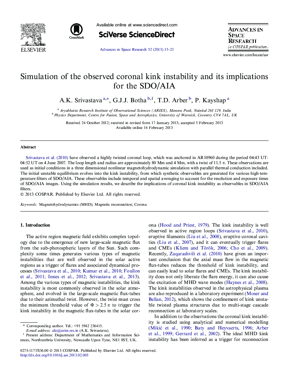 Simulation of the observed coronal kink instability and its implications for the SDO/AIA