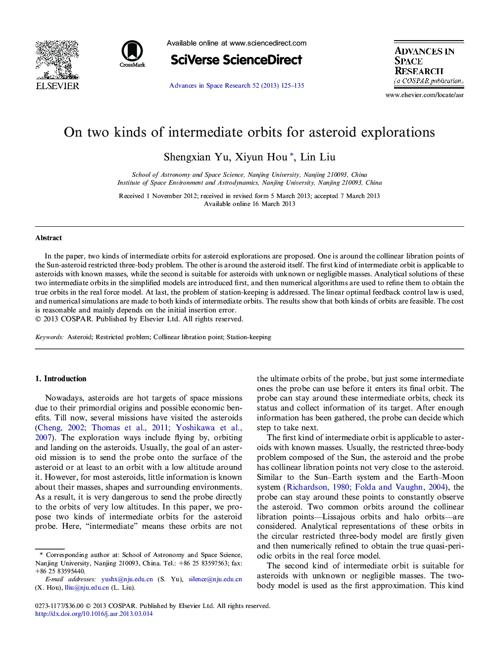 On two kinds of intermediate orbits for asteroid explorations