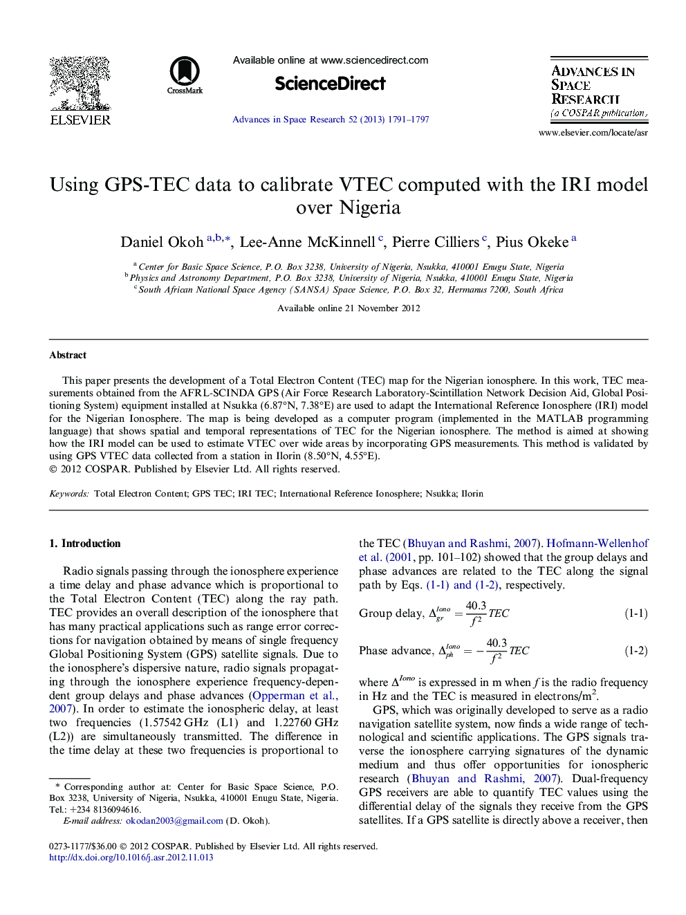 Using GPS-TEC data to calibrate VTEC computed with the IRI model over Nigeria