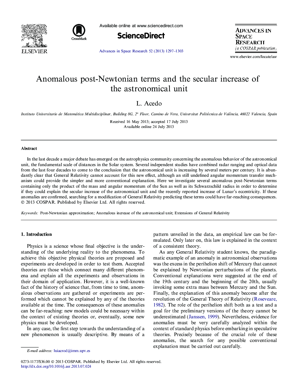 Anomalous post-Newtonian terms and the secular increase of the astronomical unit