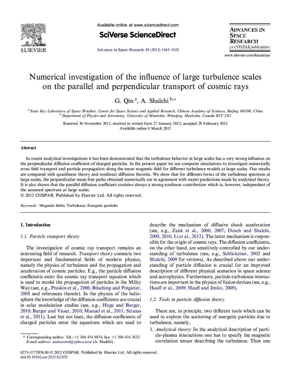 Numerical investigation of the influence of large turbulence scales on the parallel and perpendicular transport of cosmic rays