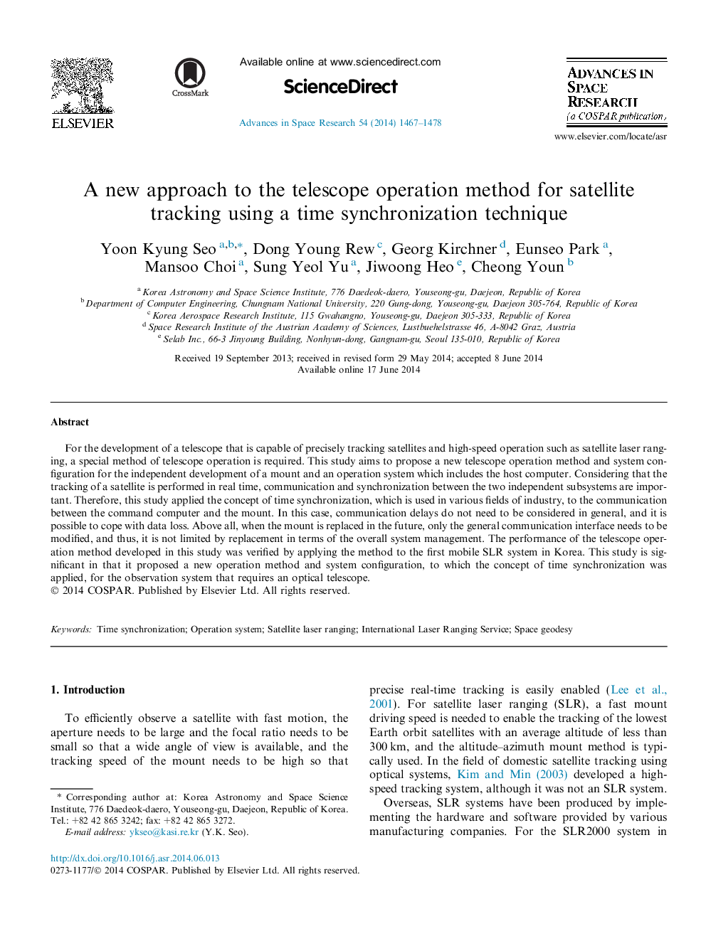 A new approach to the telescope operation method for satellite tracking using a time synchronization technique