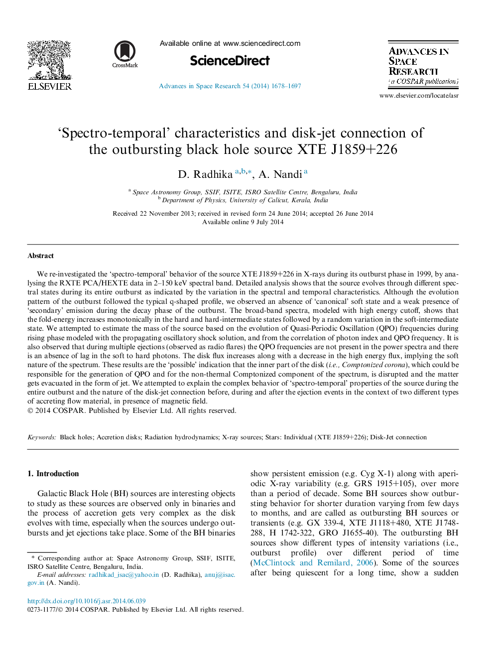 'Spectro-temporal' characteristics and disk-jet connection of the outbursting black hole source XTE J1859+226