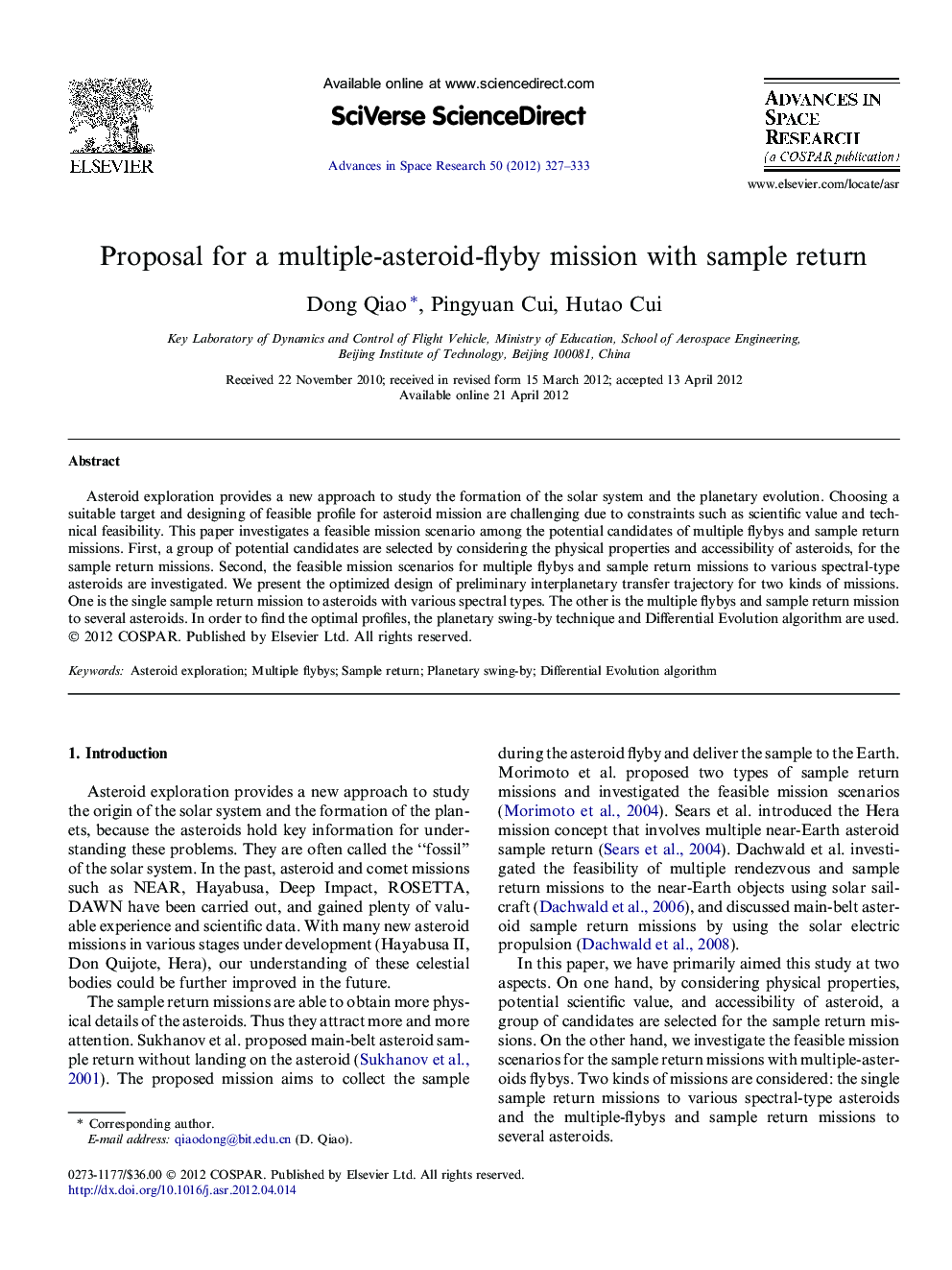 Proposal for a multiple-asteroid-flyby mission with sample return