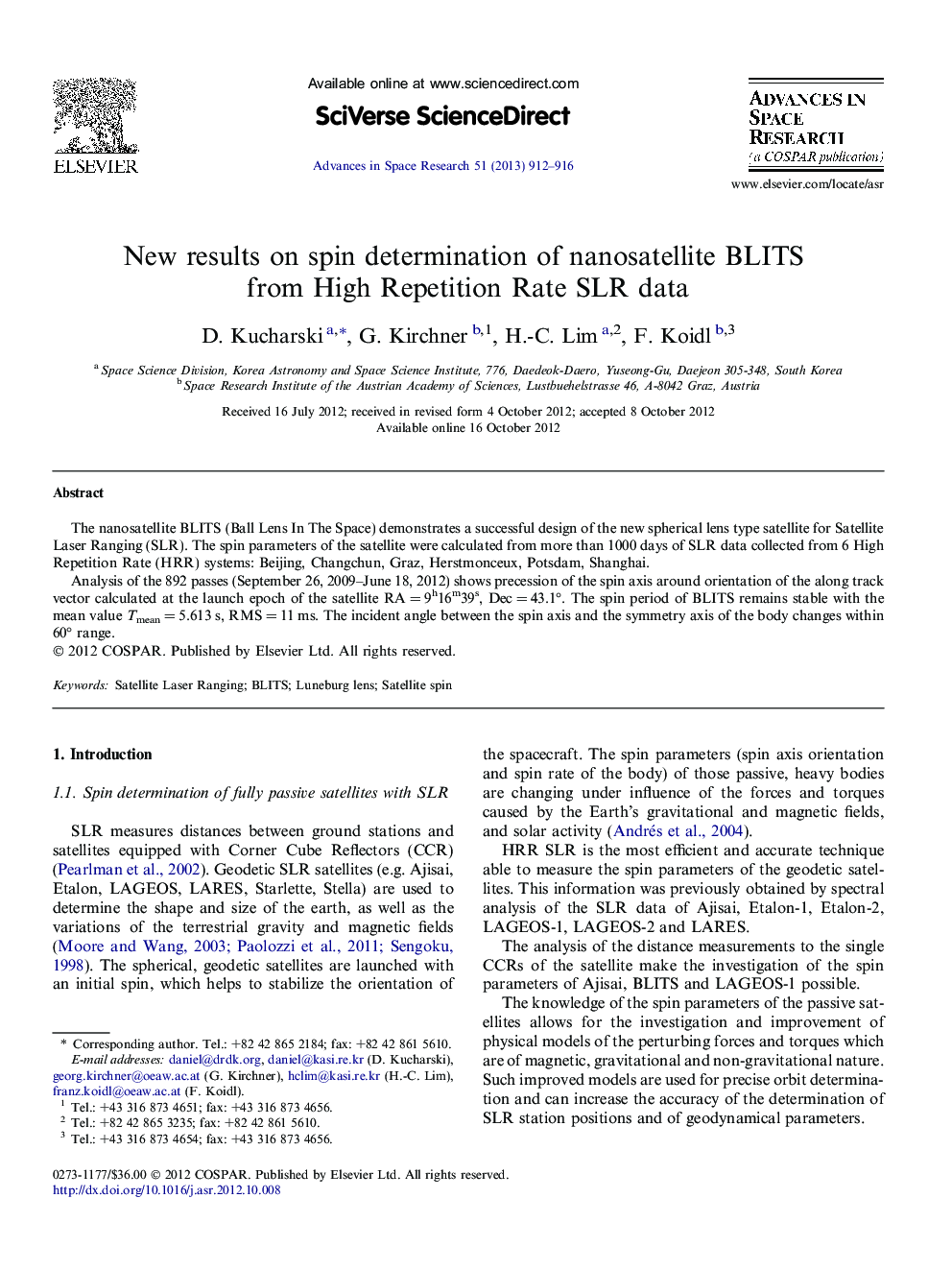 New results on spin determination of nanosatellite BLITS from High Repetition Rate SLR data