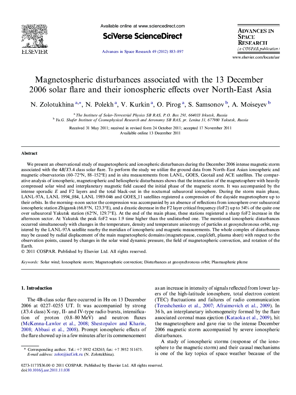 Magnetospheric disturbances associated with the 13 December 2006 solar flare and their ionospheric effects over North-East Asia