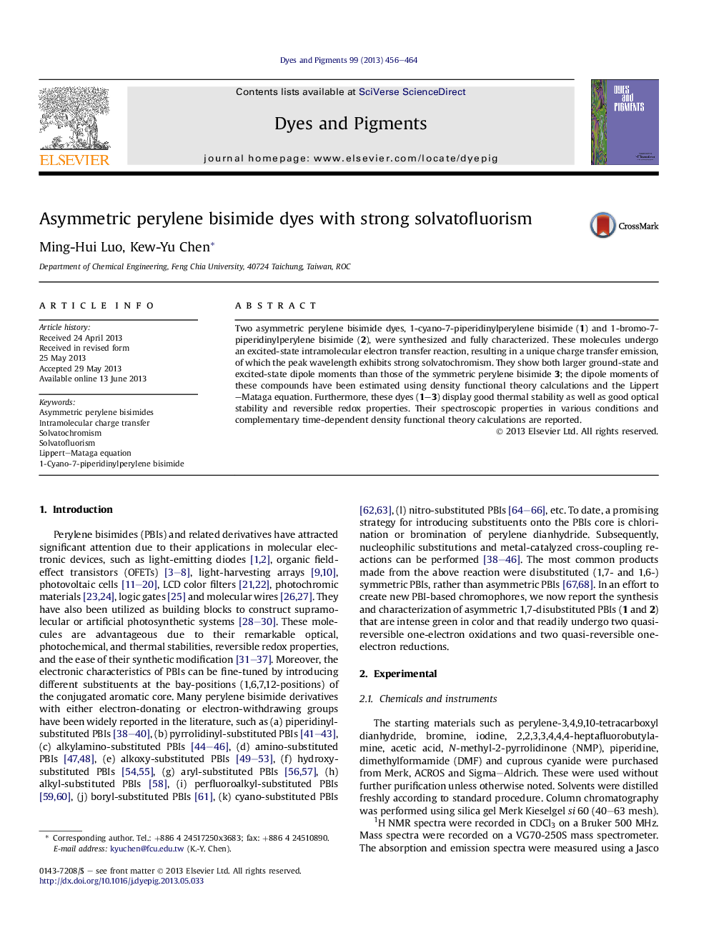 Asymmetric perylene bisimide dyes with strong solvatofluorism