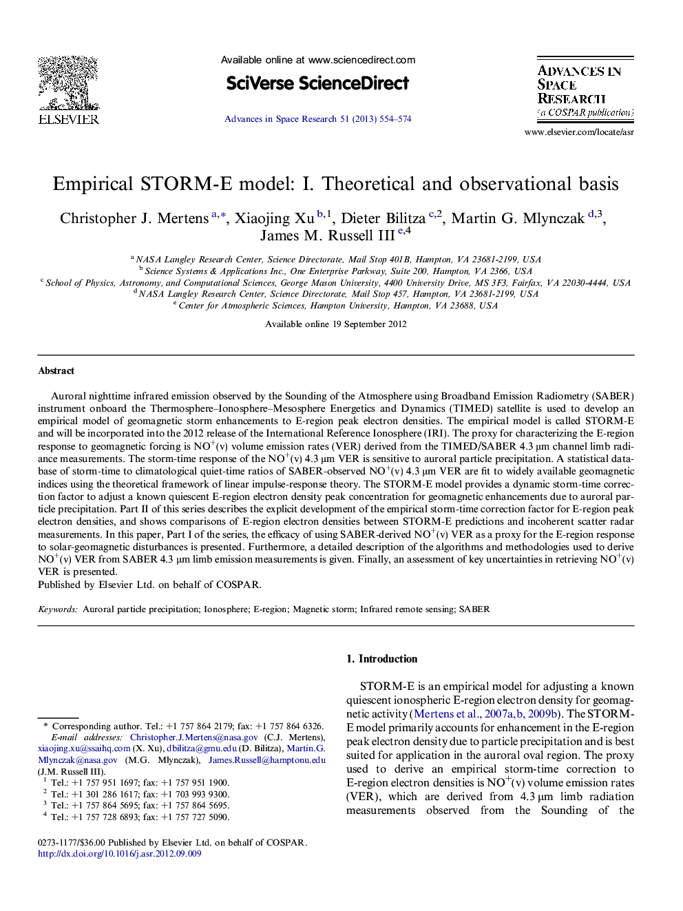 Empirical STORM-E model: I. Theoretical and observational basis