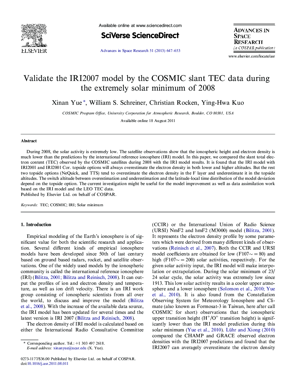 Validate the IRI2007 model by the COSMIC slant TEC data during the extremely solar minimum of 2008