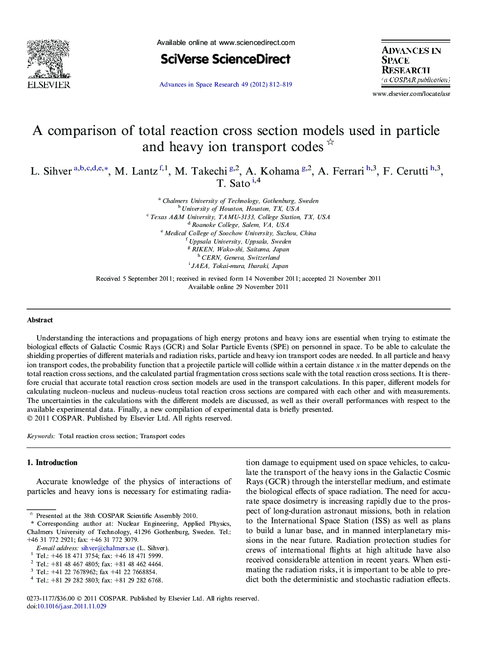 A comparison of total reaction cross section models used in particle and heavy ion transport codes 