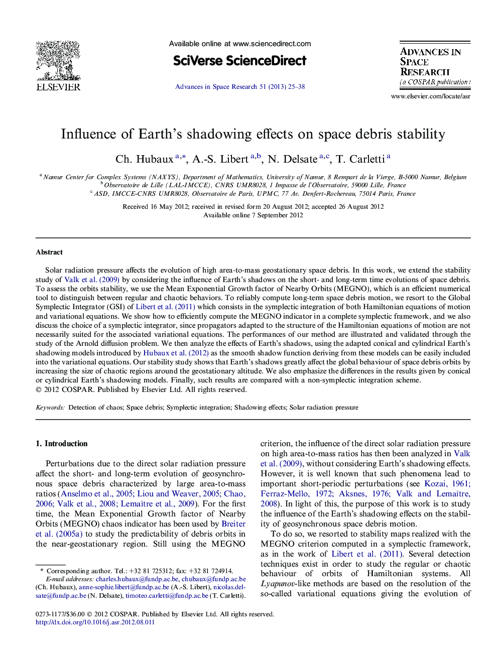 Influence of Earth's shadowing effects on space debris stability