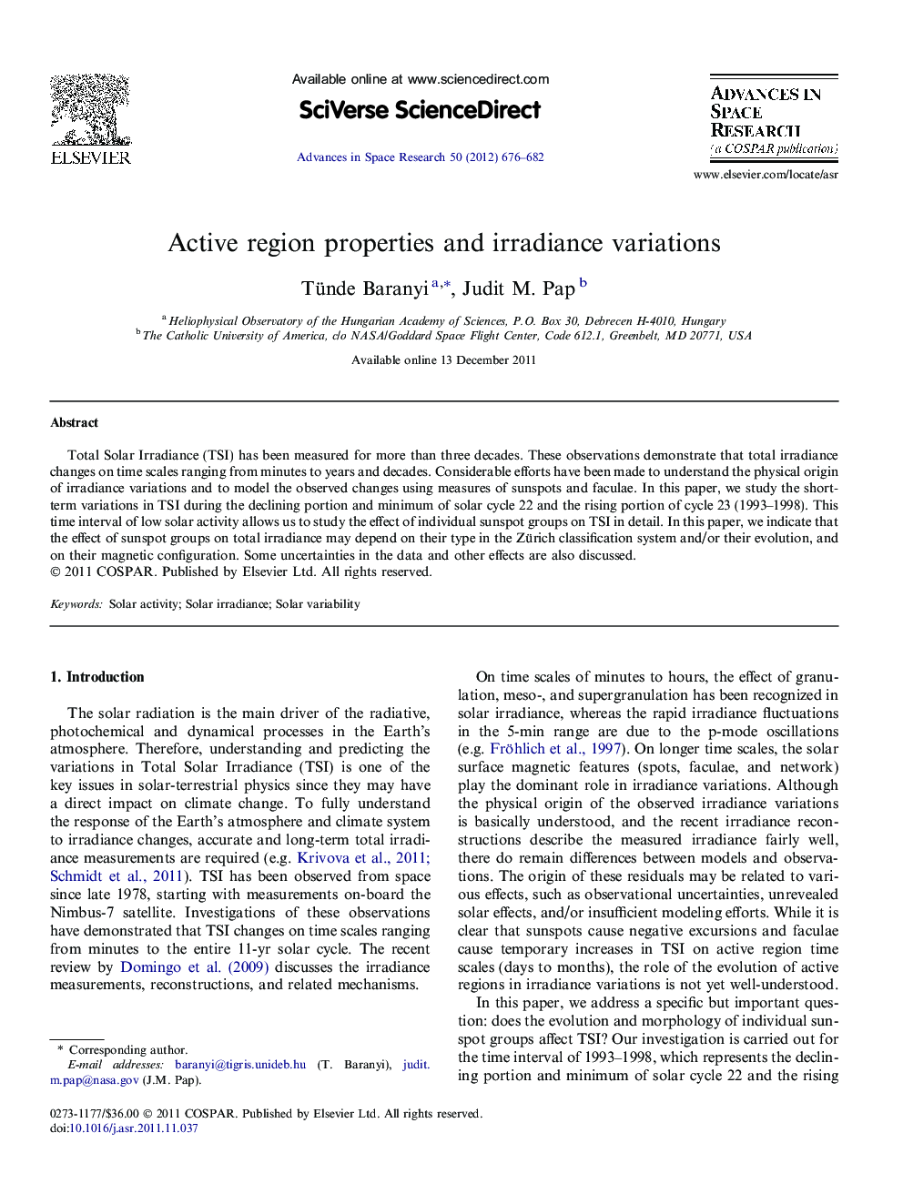 Active region properties and irradiance variations