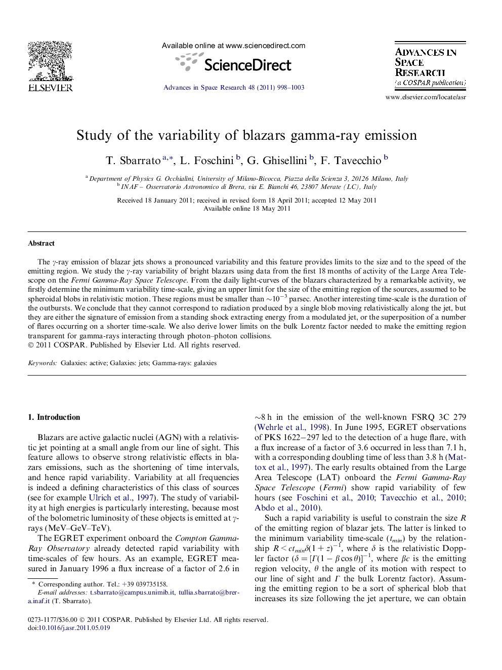 Study of the variability of blazars gamma-ray emission