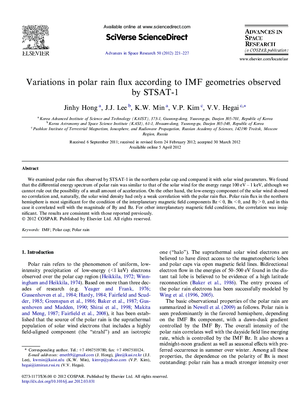 Variations in polar rain flux according to IMF geometries observed by STSAT-1