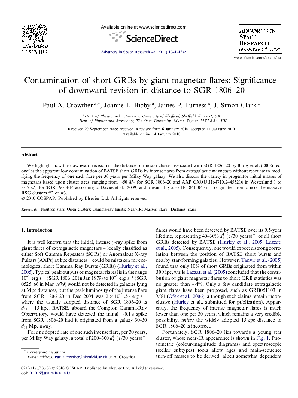 Contamination of short GRBs by giant magnetar flares: Significance of downward revision in distance to SGR 1806-20