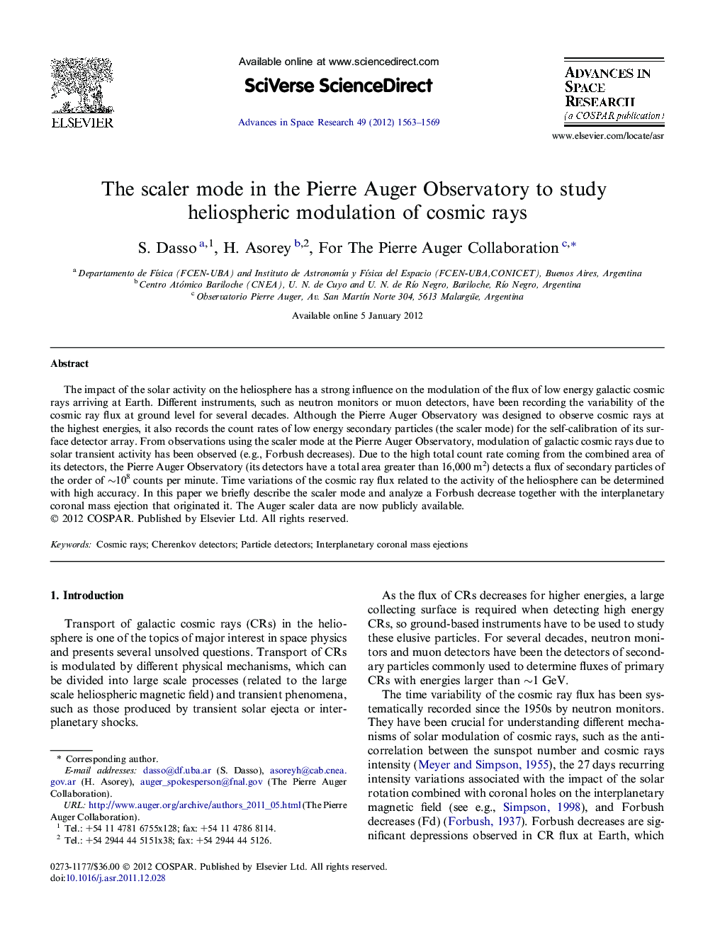 The scaler mode in the Pierre Auger Observatory to study heliospheric modulation of cosmic rays
