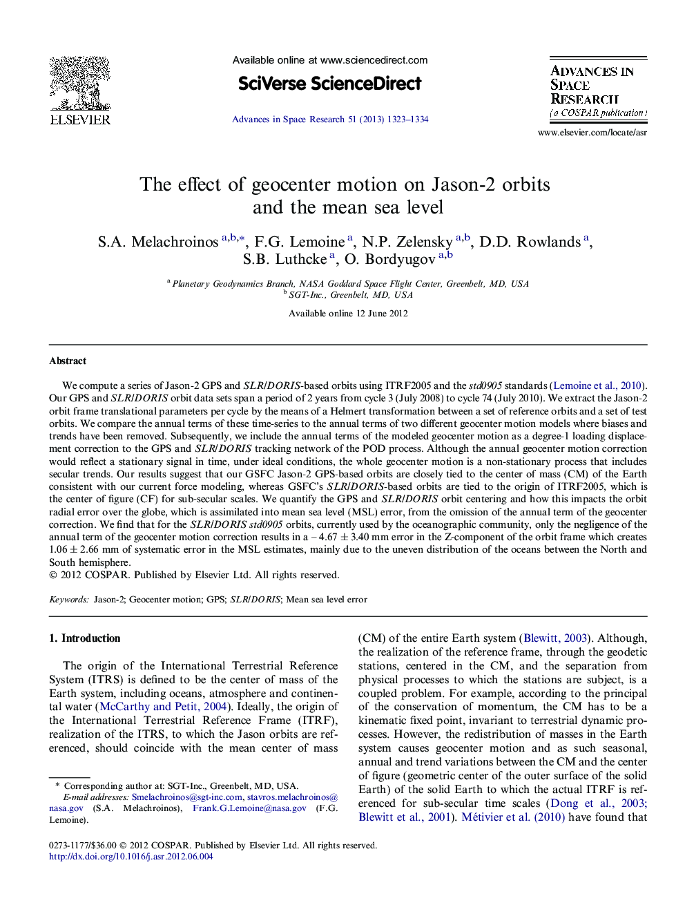 The effect of geocenter motion on Jason-2 orbits and the mean sea level