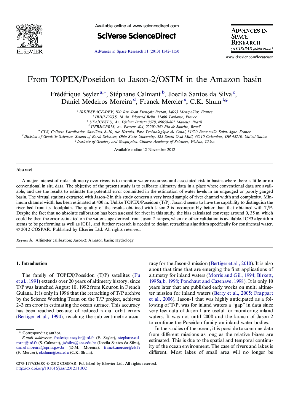 From TOPEX/Poseidon to Jason-2/OSTM in the Amazon basin