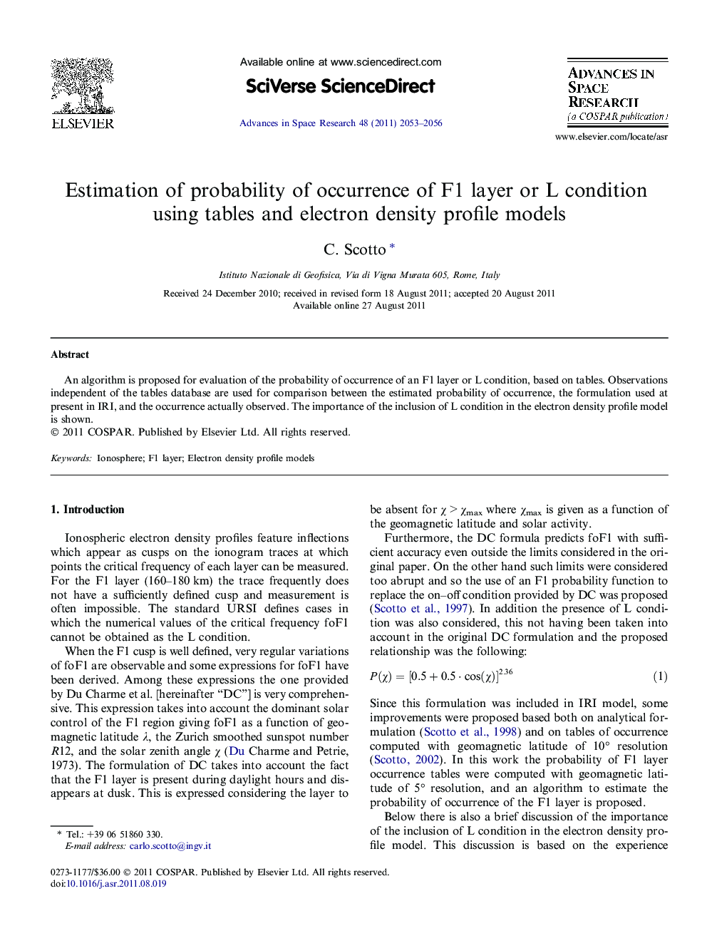 Estimation of probability of occurrence of F1 layer or L condition using tables and electron density profile models