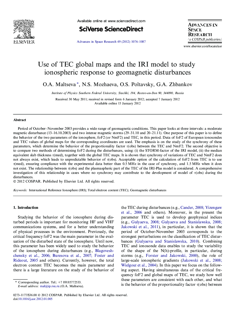 Use of TEC global maps and the IRI model to study ionospheric response to geomagnetic disturbances
