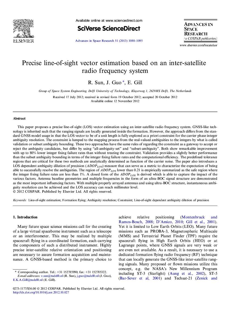 Precise line-of-sight vector estimation based on an inter-satellite radio frequency system