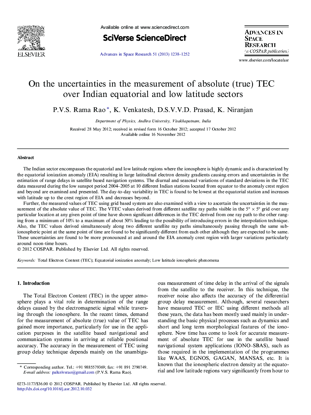 On the uncertainties in the measurement of absolute (true) TEC over Indian equatorial and low latitude sectors