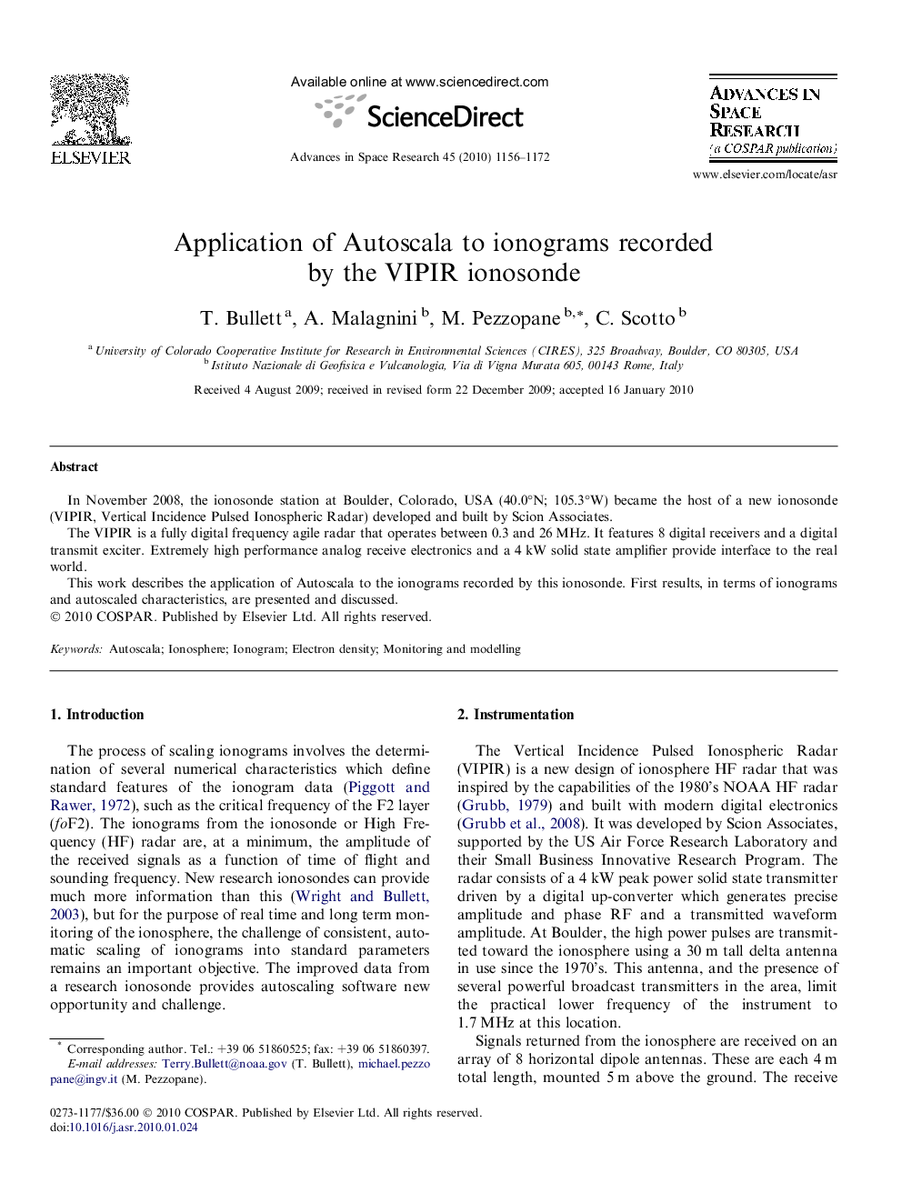 Application of Autoscala to ionograms recorded by the VIPIR ionosonde