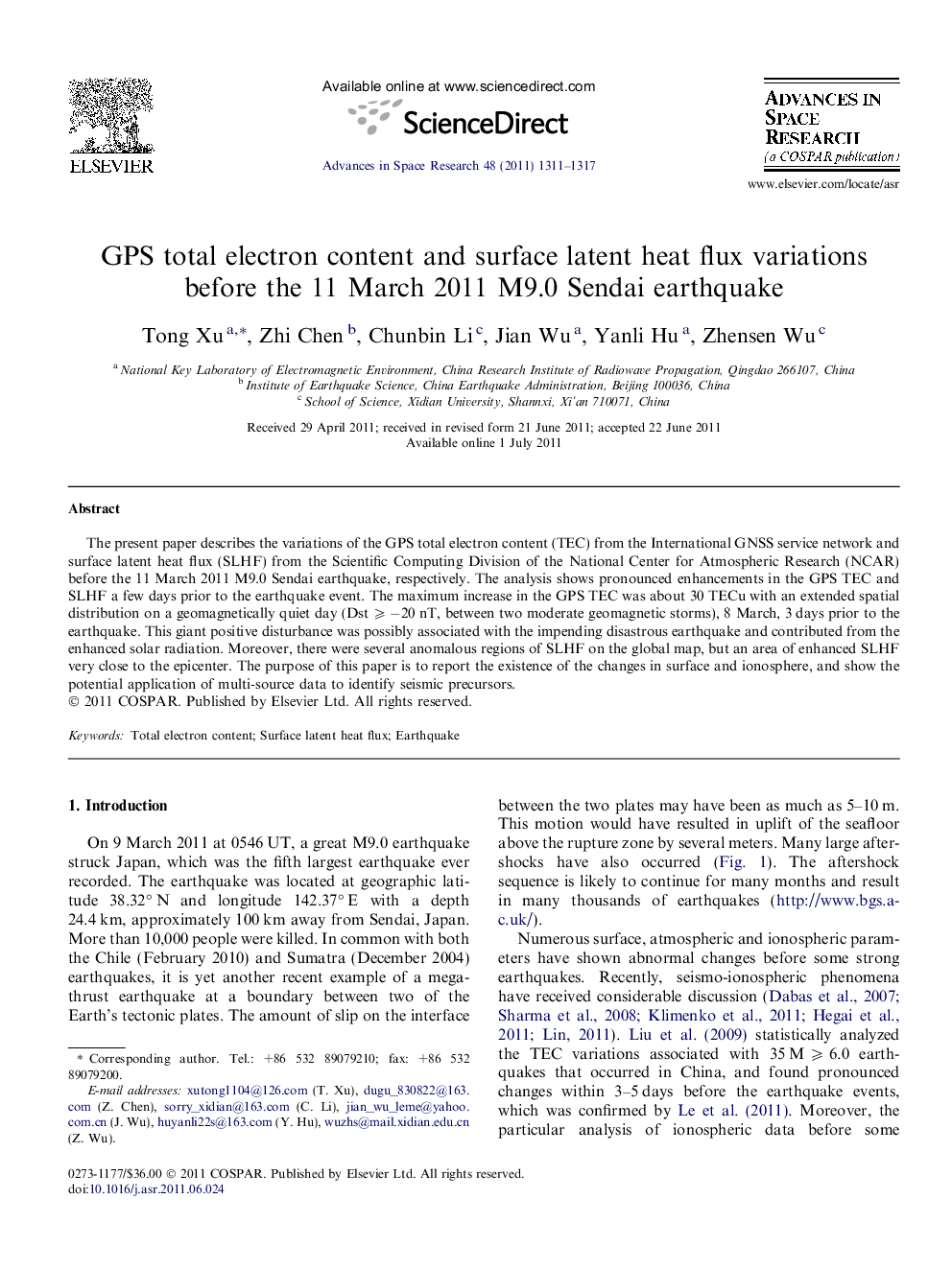 GPS total electron content and surface latent heat flux variations before the 11 March 2011 M9.0 Sendai earthquake