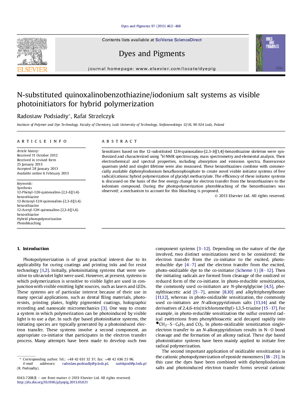 N-substituted quinoxalinobenzothiazine/iodonium salt systems as visible photoinitiators for hybrid polymerization