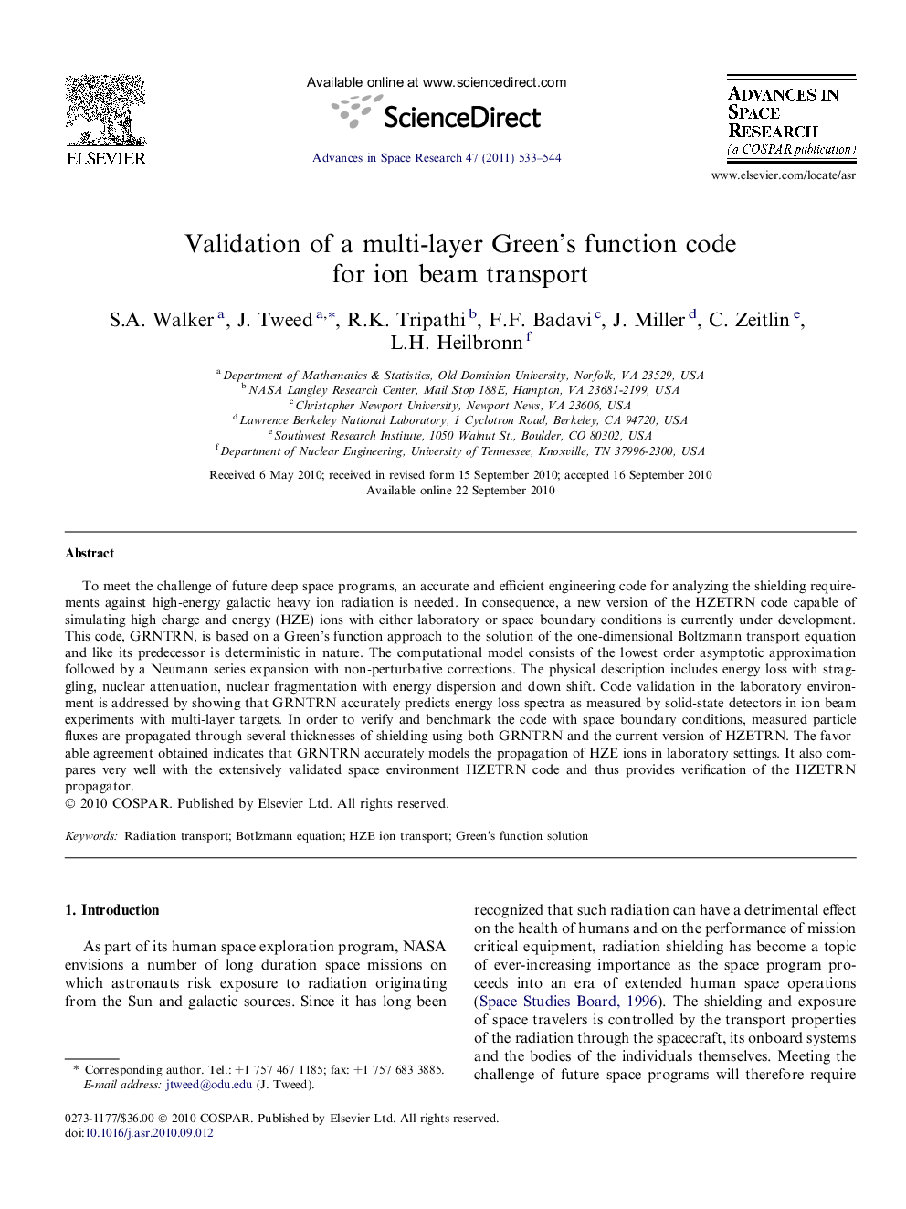 Validation of a multi-layer Green’s function code for ion beam transport