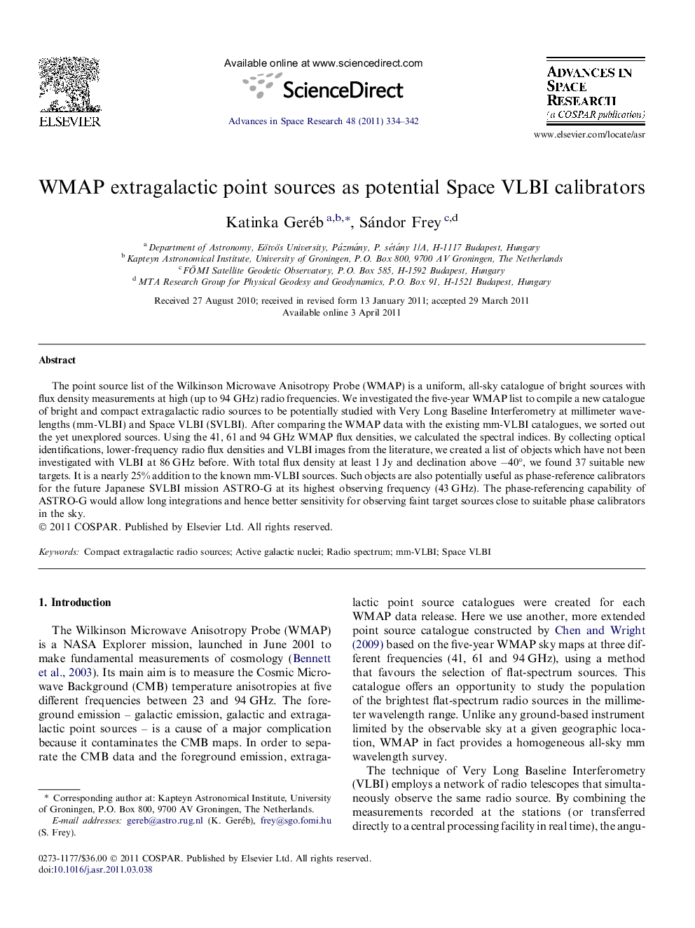 WMAP extragalactic point sources as potential Space VLBI calibrators