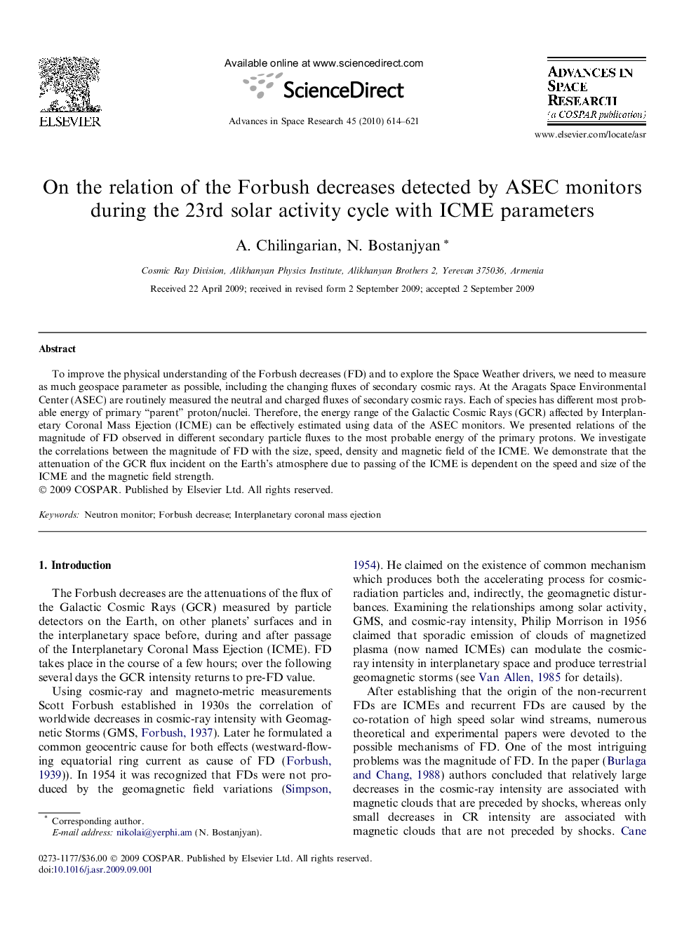 On the relation of the Forbush decreases detected by ASEC monitors during the 23rd solar activity cycle with ICME parameters