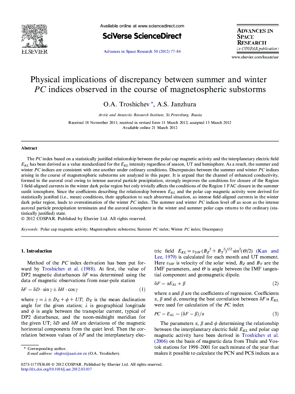 Physical implications of discrepancy between summer and winter PC indices observed in the course of magnetospheric substorms