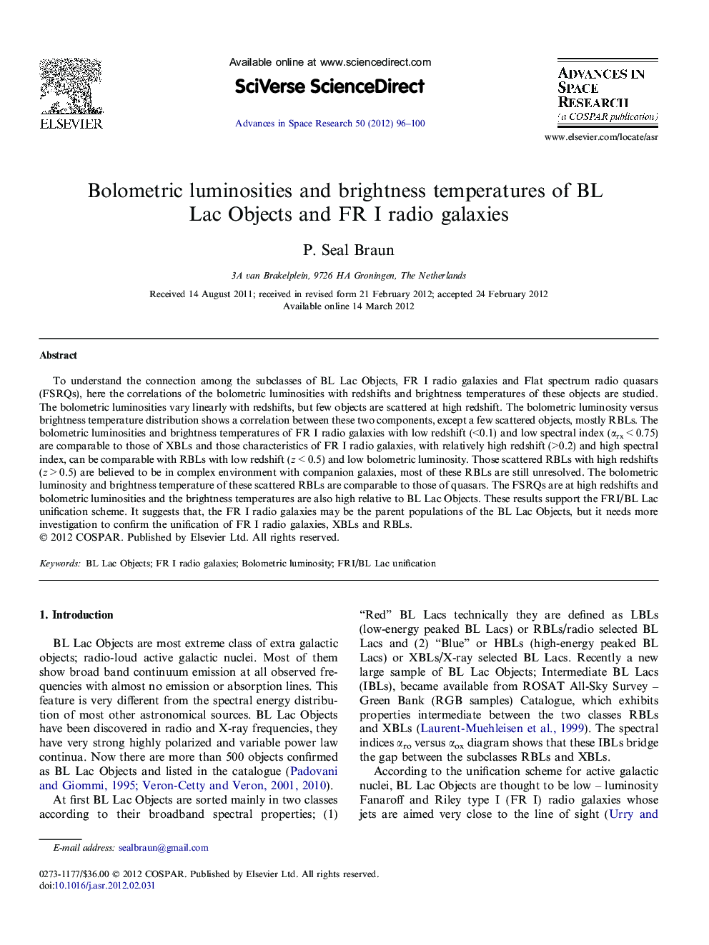 Bolometric luminosities and brightness temperatures of BL Lac Objects and FR I radio galaxies