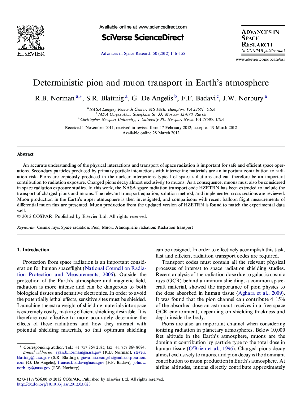 Deterministic pion and muon transport in Earth’s atmosphere