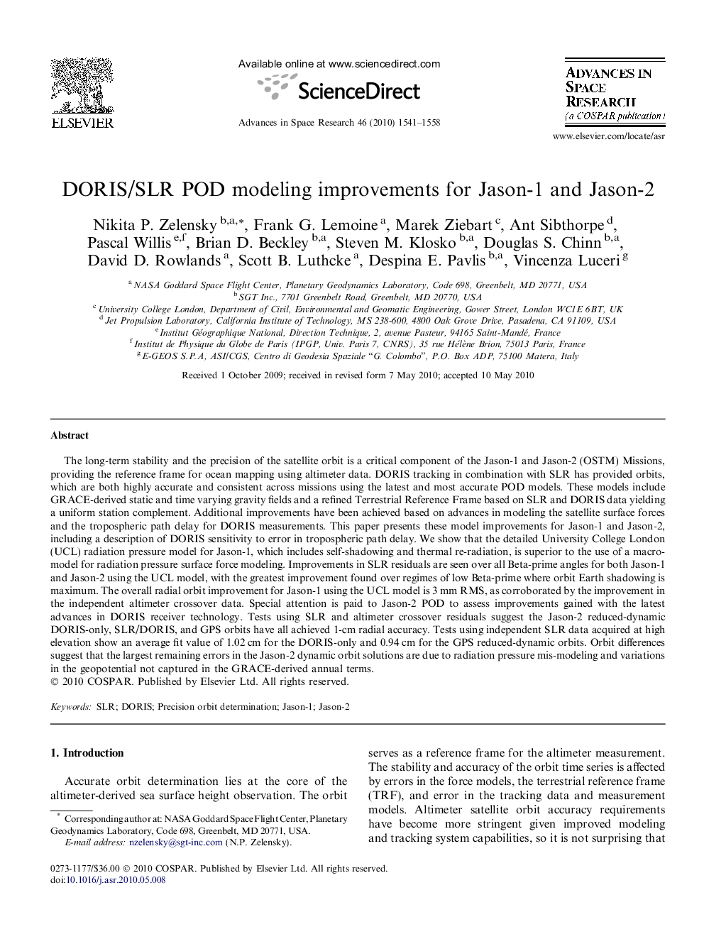 DORIS/SLR POD modeling improvements for Jason-1 and Jason-2