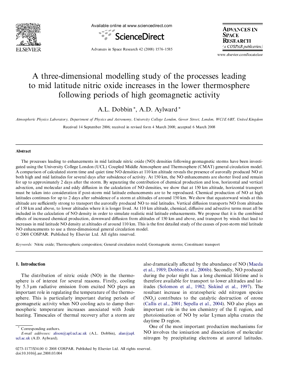 A three-dimensional modelling study of the processes leading to mid latitude nitric oxide increases in the lower thermosphere following periods of high geomagnetic activity