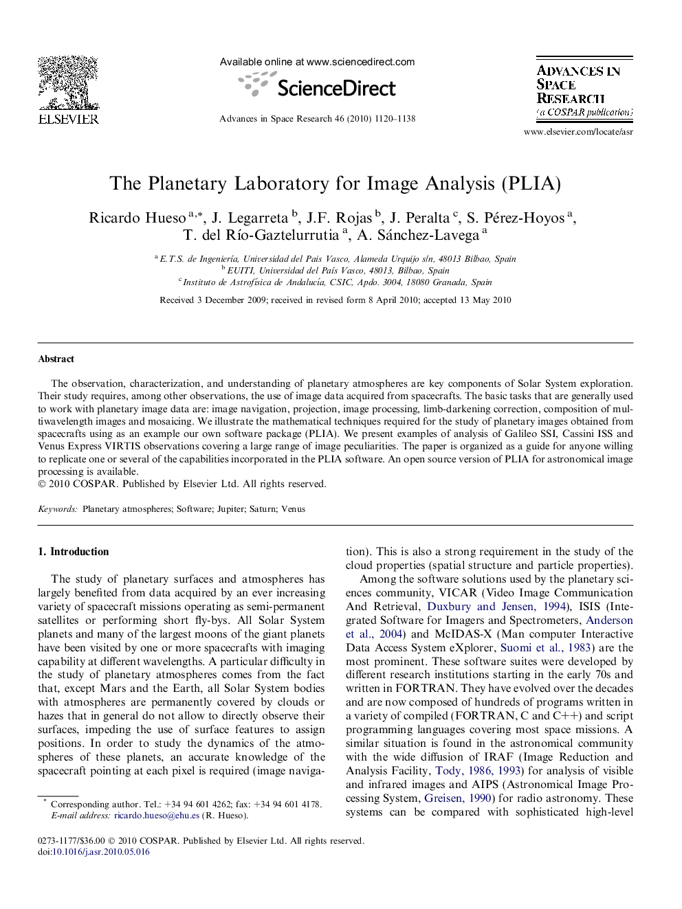 The Planetary Laboratory for Image Analysis (PLIA)