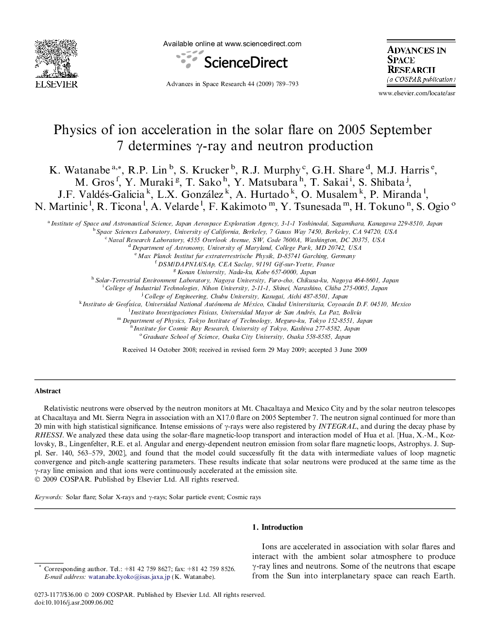 Physics of ion acceleration in the solar flare on 2005 September 7 determines γ-ray and neutron production