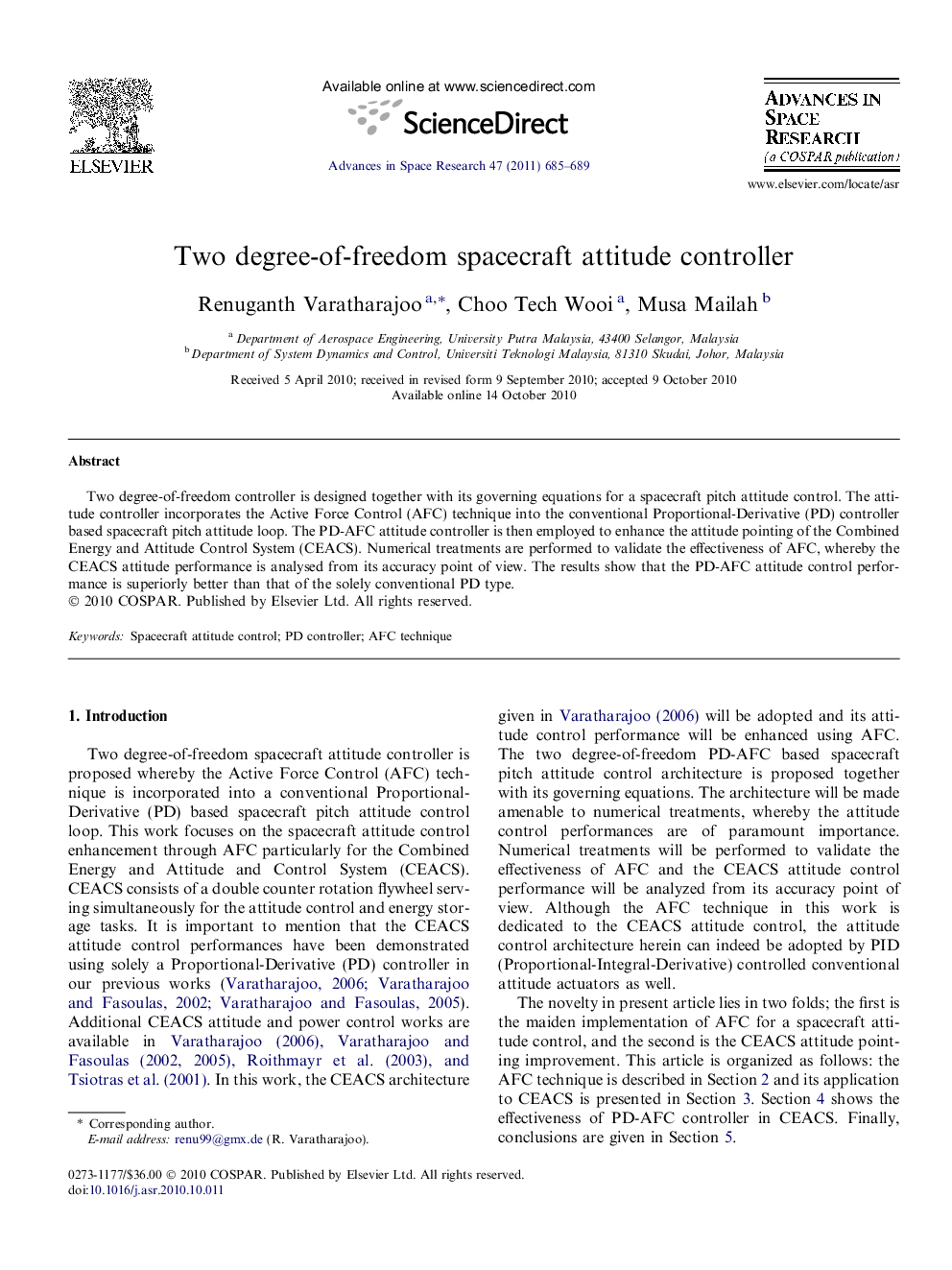 Two degree-of-freedom spacecraft attitude controller