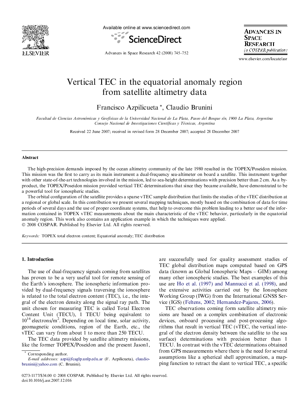 Vertical TEC in the equatorial anomaly region from satellite altimetry data