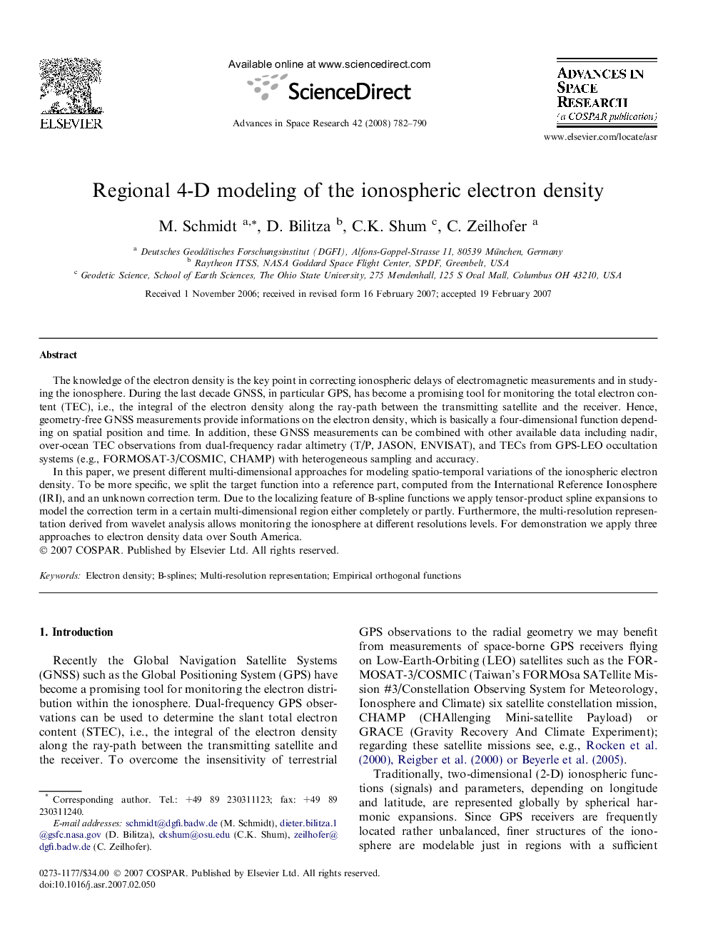 Regional 4-D modeling of the ionospheric electron density