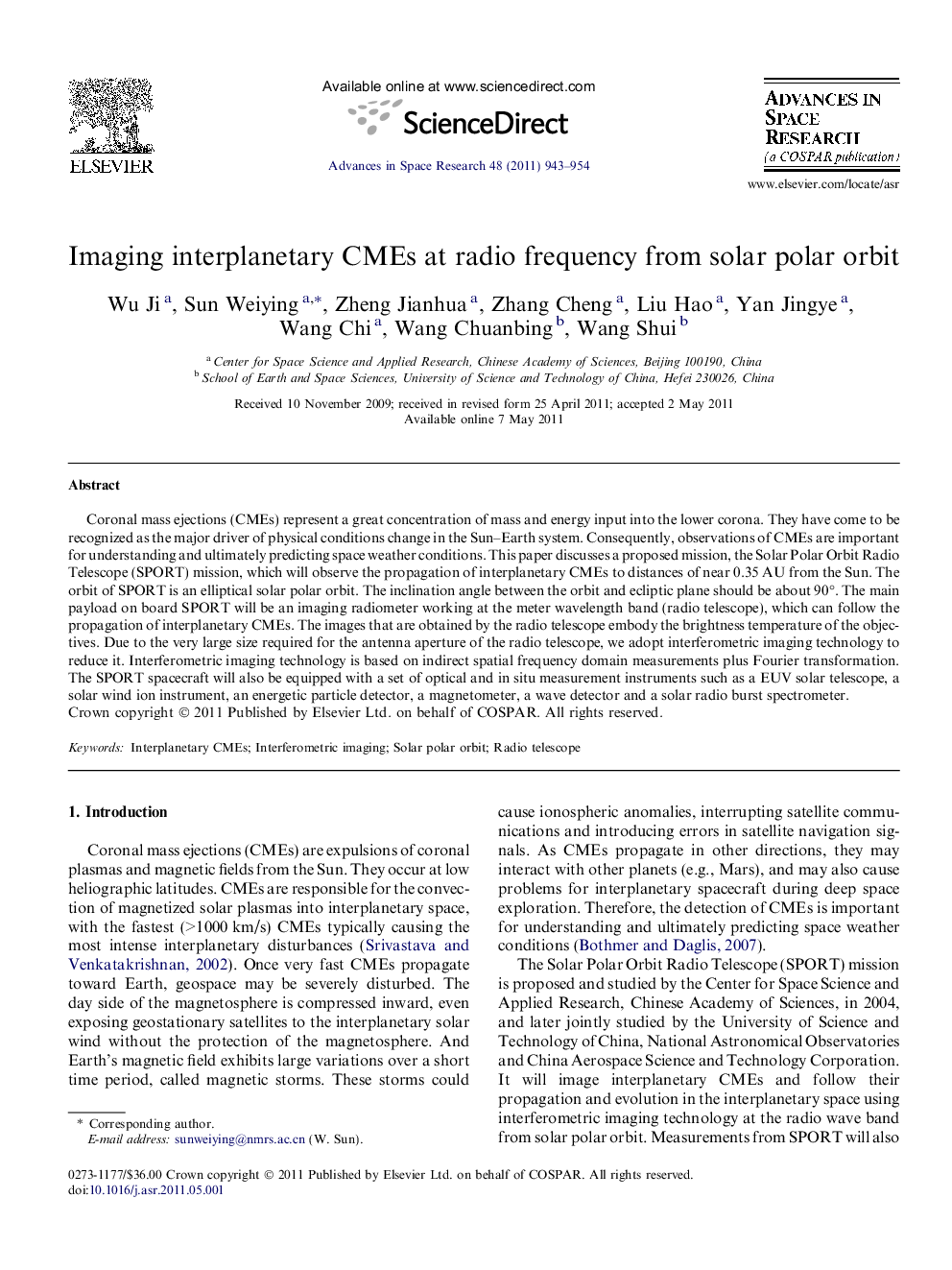 Imaging interplanetary CMEs at radio frequency from solar polar orbit