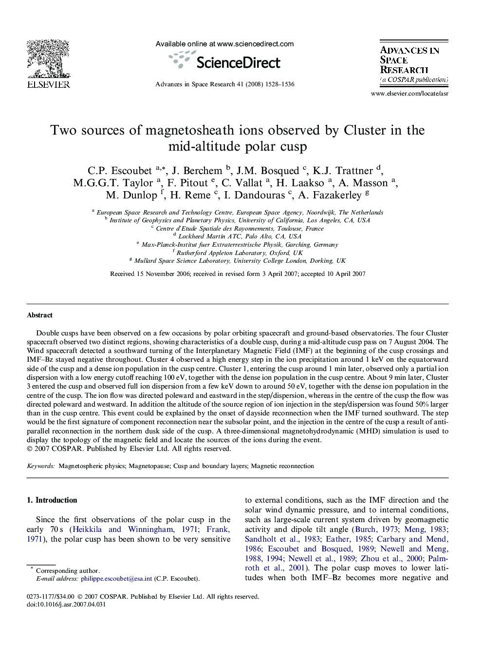 Two sources of magnetosheath ions observed by Cluster in the mid-altitude polar cusp