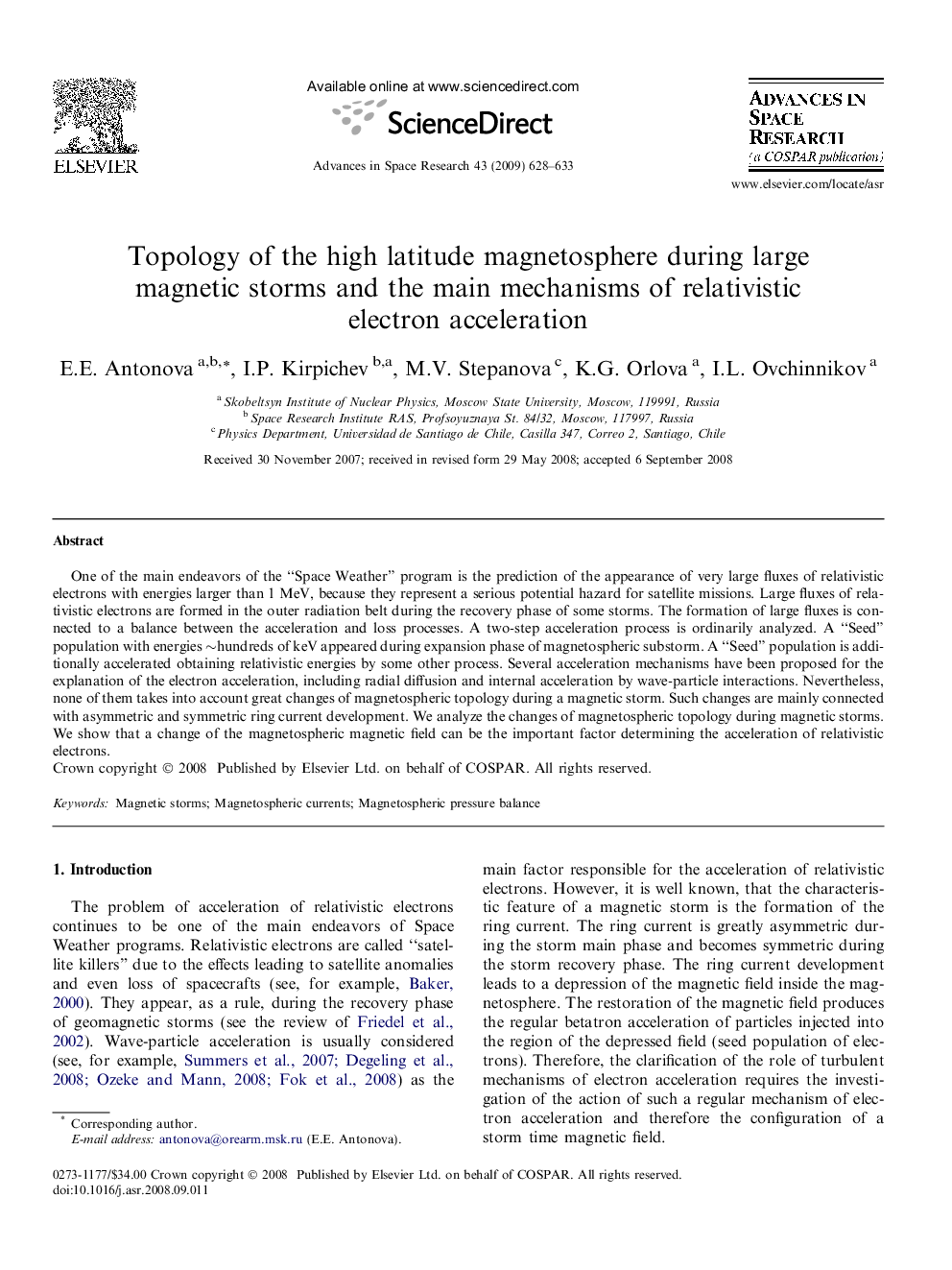 Topology of the high latitude magnetosphere during large magnetic storms and the main mechanisms of relativistic electron acceleration