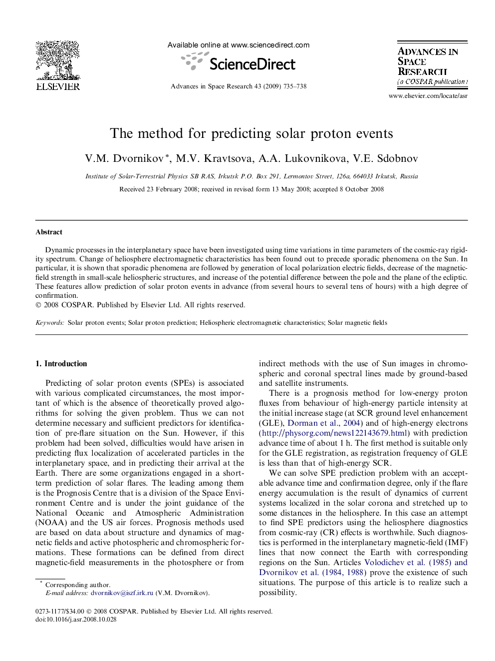 The method for predicting solar proton events