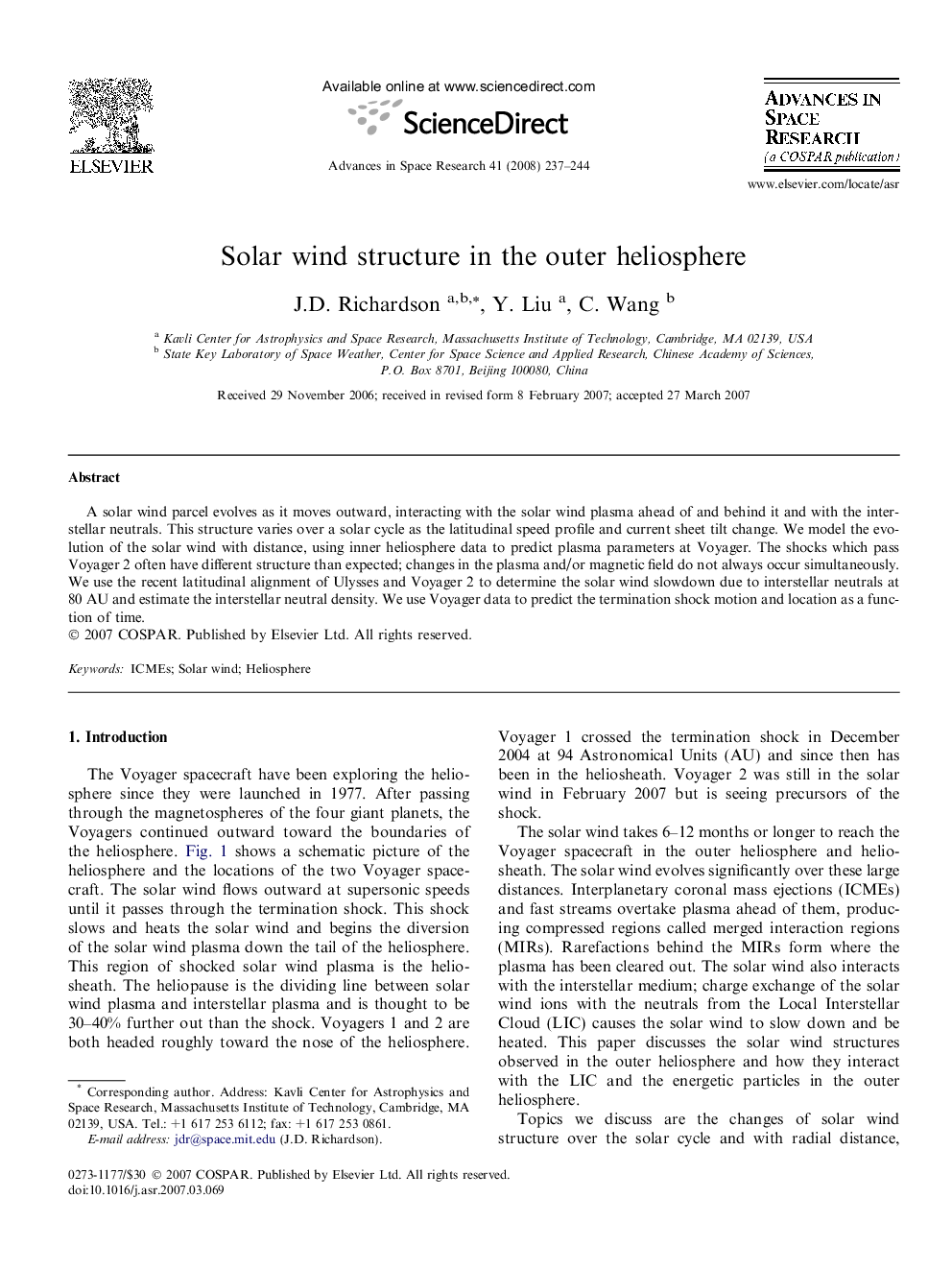 Solar wind structure in the outer heliosphere